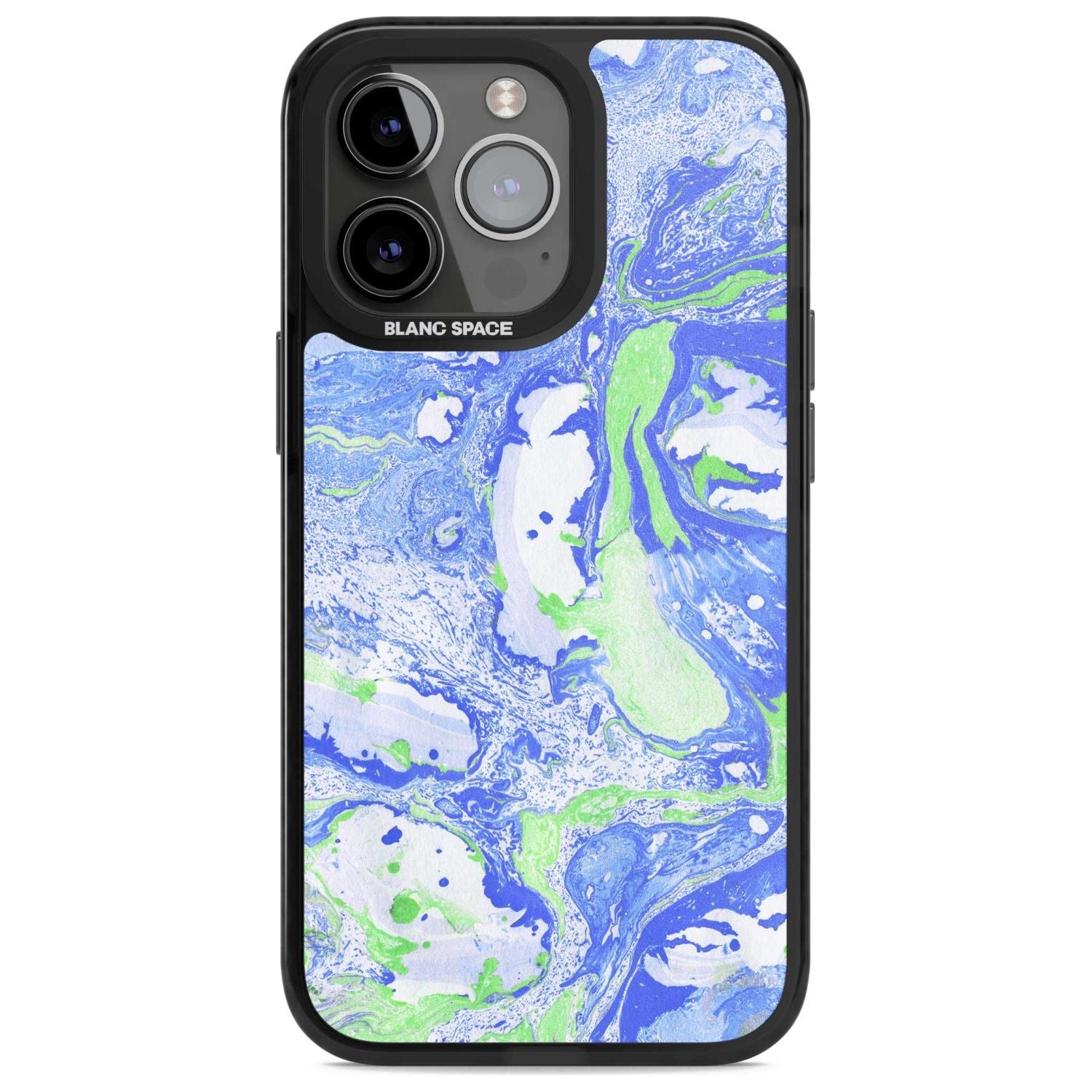 Dark Blue & Green Marbled Paper Pattern Phone Case iPhone 15 Pro / Magsafe Black Impact Case,iPhone 15 Pro Max / Magsafe Black Impact Case,iPhone 14 Pro Max / Magsafe Black Impact Case,iPhone 13 Pro / Magsafe Black Impact Case,iPhone 14 Pro / Magsafe Black Impact Case Blanc Space