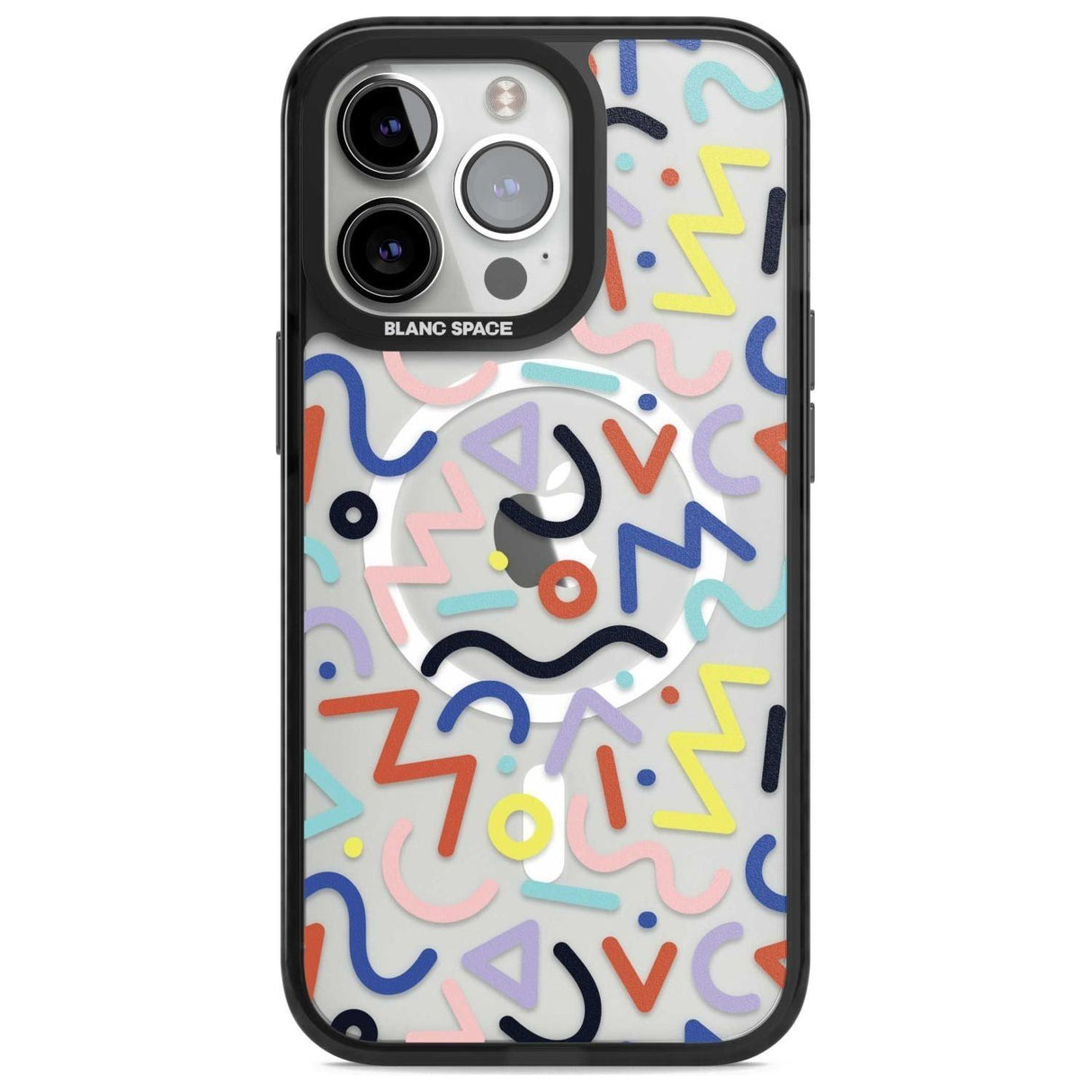 Colourful Squiggles Memphis Retro Pattern Design Phone Case iPhone 15 Pro Max / Magsafe Black Impact Case,iPhone 15 Pro / Magsafe Black Impact Case,iPhone 14 Pro Max / Magsafe Black Impact Case,iPhone 14 Pro / Magsafe Black Impact Case,iPhone 13 Pro / Magsafe Black Impact Case Blanc Space