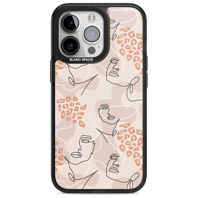 Leopard Print Stylish Abstract Faces Phone Case iPhone 15 Pro Max / Magsafe Black Impact Case,iPhone 15 Pro / Magsafe Black Impact Case,iPhone 14 Pro Max / Magsafe Black Impact Case,iPhone 14 Pro / Magsafe Black Impact Case,iPhone 13 Pro / Magsafe Black Impact Case Blanc Space