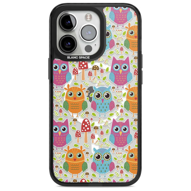 Forrest Owl Clear Pattern Phone Case iPhone 15 Pro / Magsafe Black Impact Case,iPhone 15 Pro Max / Magsafe Black Impact Case,iPhone 14 Pro Max / Magsafe Black Impact Case,iPhone 13 Pro / Magsafe Black Impact Case,iPhone 14 Pro / Magsafe Black Impact Case Blanc Space
