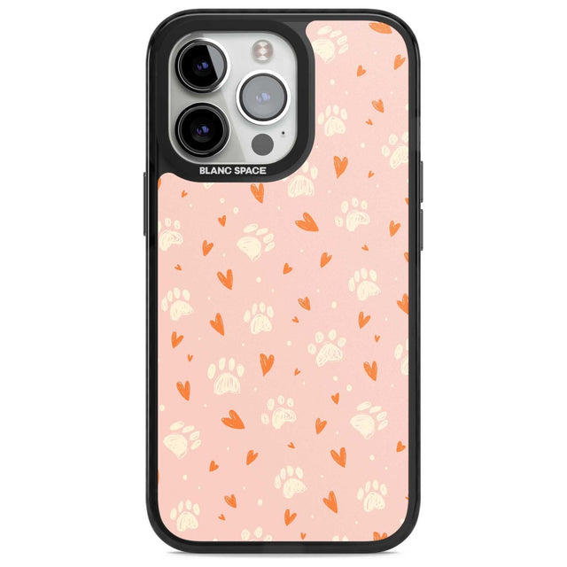 Paws & Hearts Pattern Phone Case iPhone 15 Pro Max / Magsafe Black Impact Case,iPhone 15 Pro / Magsafe Black Impact Case,iPhone 14 Pro Max / Magsafe Black Impact Case,iPhone 14 Pro / Magsafe Black Impact Case,iPhone 13 Pro / Magsafe Black Impact Case Blanc Space