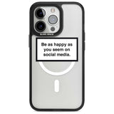 Happy on Social Media Phone Case iPhone 15 Pro Max / Magsafe Black Impact Case,iPhone 15 Pro / Magsafe Black Impact Case,iPhone 14 Pro Max / Magsafe Black Impact Case,iPhone 14 Pro / Magsafe Black Impact Case,iPhone 13 Pro / Magsafe Black Impact Case Blanc Space