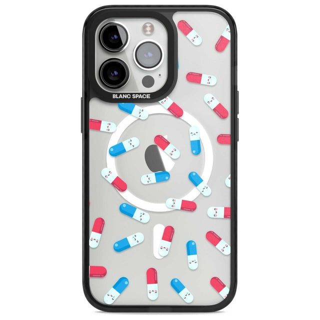 Kawaii Pill Pattern Phone Case iPhone 15 Pro Max / Magsafe Black Impact Case,iPhone 15 Pro / Magsafe Black Impact Case,iPhone 14 Pro Max / Magsafe Black Impact Case,iPhone 14 Pro / Magsafe Black Impact Case,iPhone 13 Pro / Magsafe Black Impact Case Blanc Space