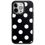 Chic Black Polka Dot Phone Case iPhone 15 Pro / Magsafe Black Impact Case,iPhone 15 Pro Max / Magsafe Black Impact Case,iPhone 14 Pro Max / Magsafe Black Impact Case,iPhone 13 Pro / Magsafe Black Impact Case,iPhone 14 Pro / Magsafe Black Impact Case Blanc Space