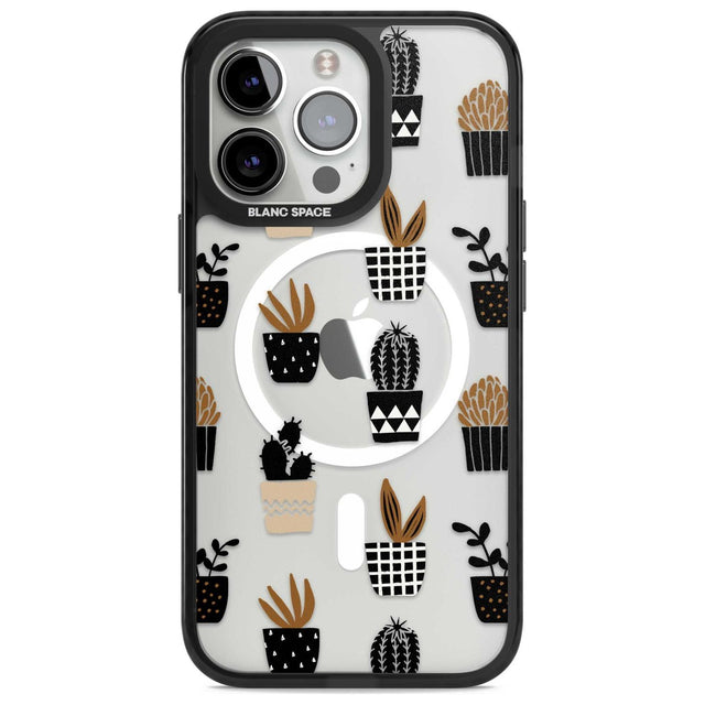 Large Mixed Plants Pattern - Clear Phone Case iPhone 15 Pro / Magsafe Black Impact Case,iPhone 15 Pro Max / Magsafe Black Impact Case,iPhone 14 Pro Max / Magsafe Black Impact Case,iPhone 13 Pro / Magsafe Black Impact Case,iPhone 14 Pro / Magsafe Black Impact Case Blanc Space