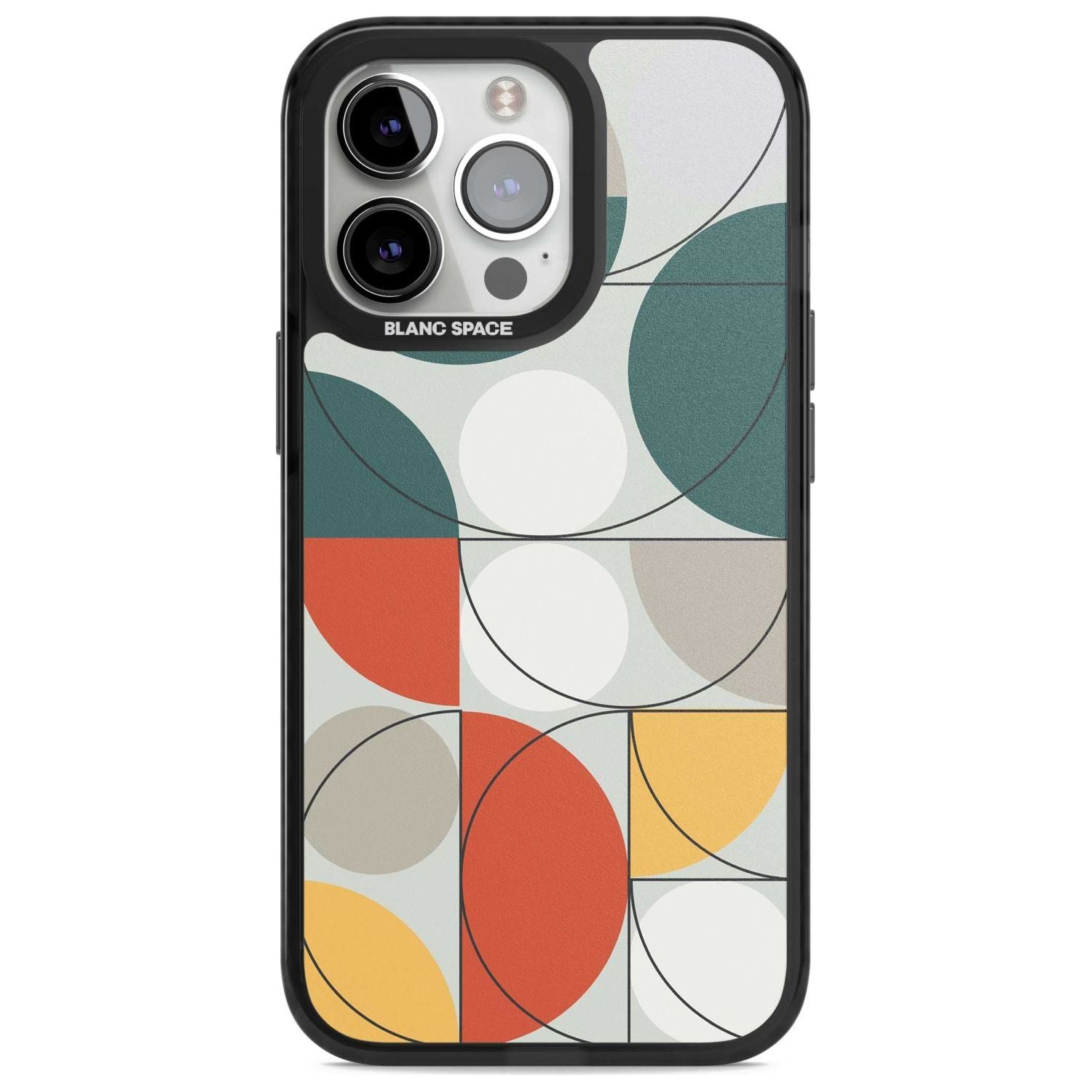 Abstract Half Circles Phone Case iPhone 15 Pro Max / Magsafe Black Impact Case,iPhone 15 Pro / Magsafe Black Impact Case,iPhone 14 Pro Max / Magsafe Black Impact Case,iPhone 14 Pro / Magsafe Black Impact Case,iPhone 13 Pro / Magsafe Black Impact Case Blanc Space