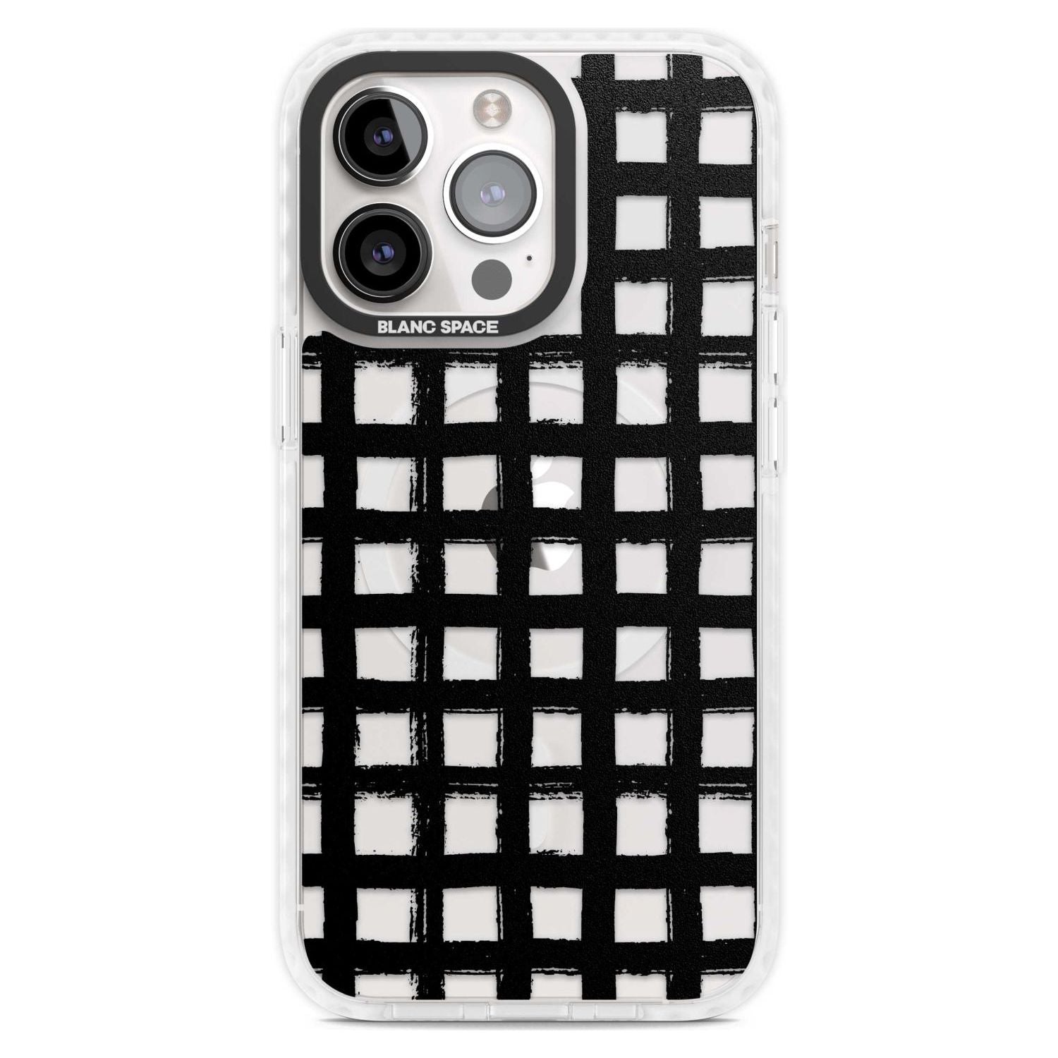 Messy Black Grid - Clear Phone Case iPhone 15 Pro Max / Magsafe Impact Case,iPhone 15 Pro / Magsafe Impact Case Blanc Space