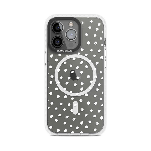 Messy White Dot Pattern Phone Case iPhone 15 Pro Max / Magsafe Impact Case,iPhone 15 Pro / Magsafe Impact Case Blanc Space