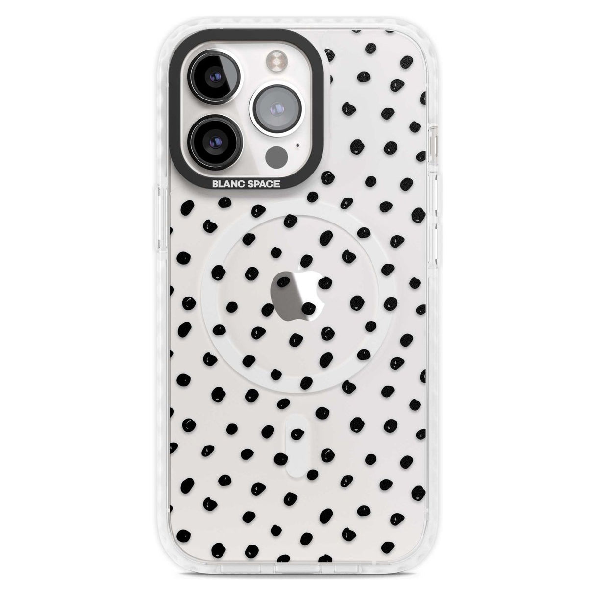 Messy Black Dot Pattern Phone Case iPhone 15 Pro Max / Magsafe Impact Case,iPhone 15 Pro / Magsafe Impact Case Blanc Space