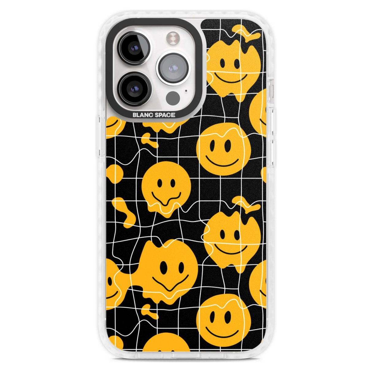 Acid Face Grid Pattern Phone Case iPhone 15 Pro Max / Magsafe Impact Case,iPhone 15 Pro / Magsafe Impact Case Blanc Space