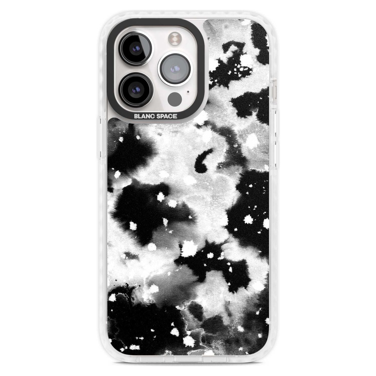 Black & White Acid Wash Tie-Dye Pattern Phone Case iPhone 15 Pro Max / Magsafe Impact Case,iPhone 15 Pro / Magsafe Impact Case Blanc Space