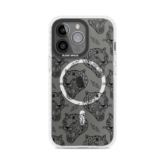 Black Tiger Roar Pattern Phone Case iPhone 15 Pro Max / Magsafe Impact Case,iPhone 15 Pro / Magsafe Impact Case Blanc Space