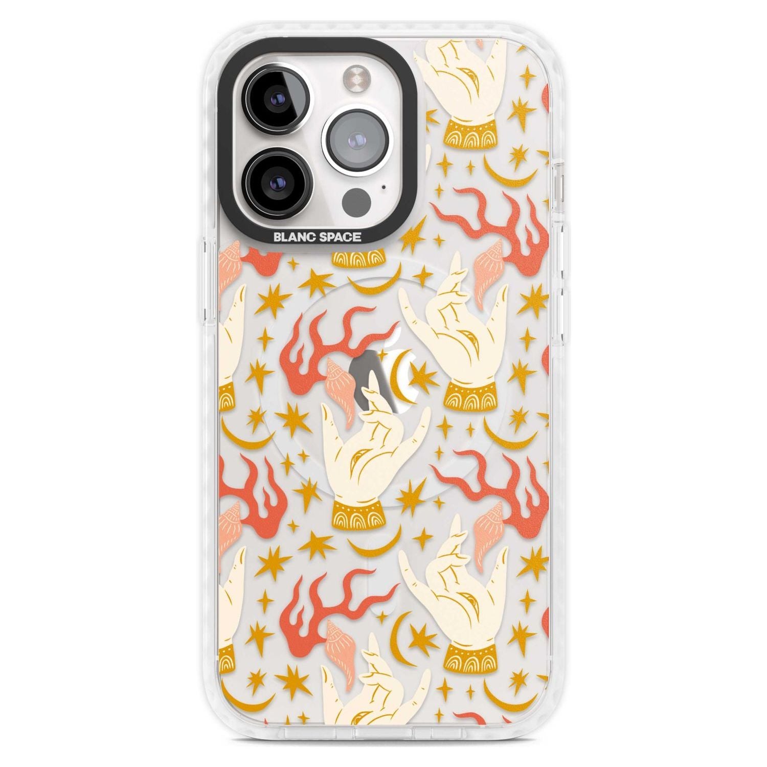 Hand Watcher Pattern Phone Case iPhone 15 Pro Max / Magsafe Impact Case,iPhone 15 Pro / Magsafe Impact Case Blanc Space
