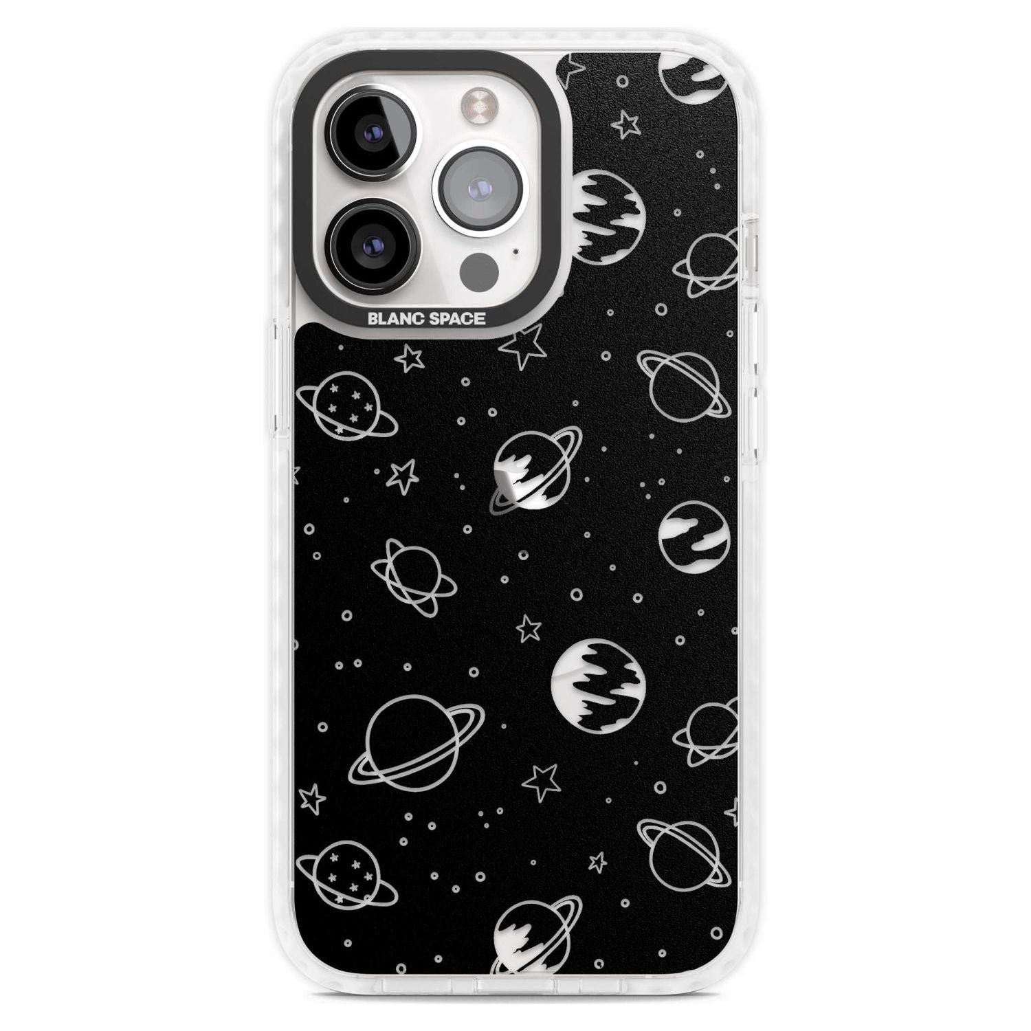 Cosmic Outer Space Design Clear on Black Phone Case iPhone 15 Pro Max / Magsafe Impact Case,iPhone 15 Pro / Magsafe Impact Case Blanc Space