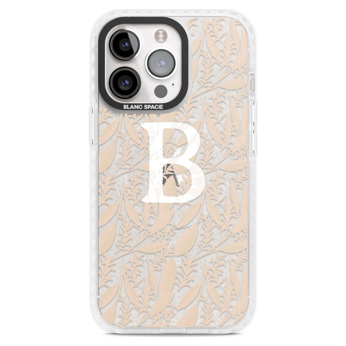 Personalised Subtle Monogram Abstract Floral Custom Phone Case iPhone 15 Pro Max / Magsafe Impact Case,iPhone 15 Pro / Magsafe Impact Case Blanc Space