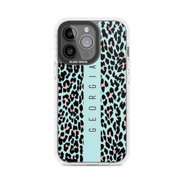 Personalised Blue Leopard Spots Custom Phone Case iPhone 15 Pro Max / Magsafe Impact Case,iPhone 15 Pro / Magsafe Impact Case Blanc Space