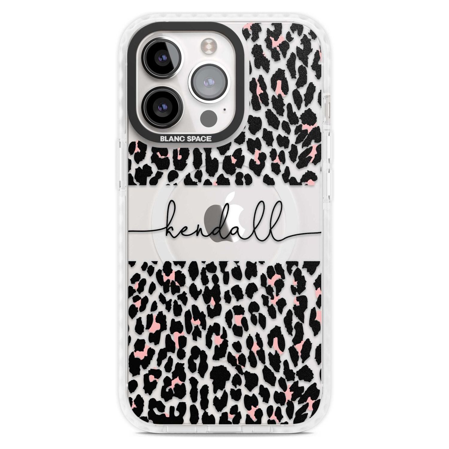 Personalised Pink & Cursive Leopard Spots Custom Phone Case iPhone 15 Pro Max / Magsafe Impact Case,iPhone 15 Pro / Magsafe Impact Case Blanc Space