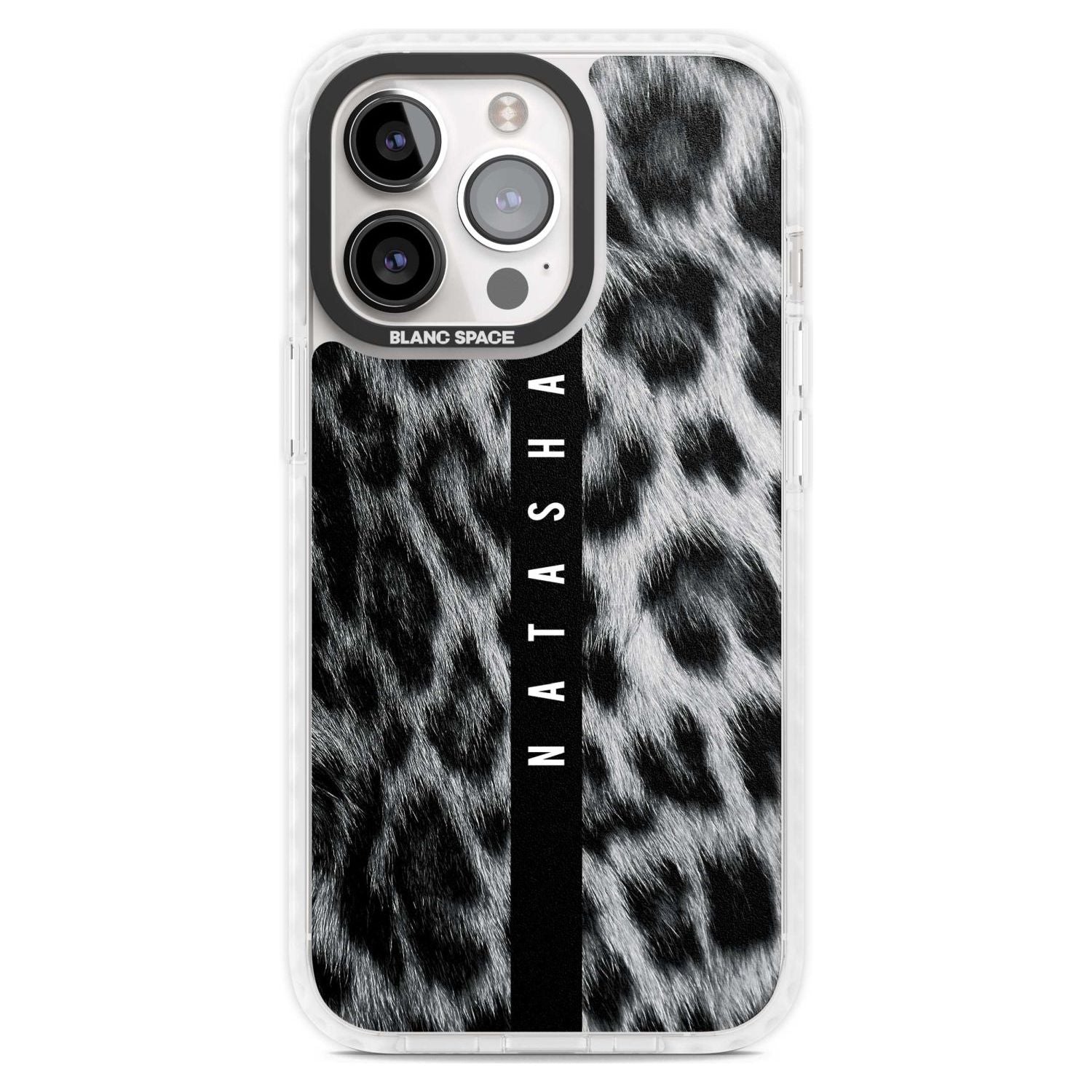 Personalised Snow Leopard Print Custom Phone Case iPhone 15 Pro Max / Magsafe Impact Case,iPhone 15 Pro / Magsafe Impact Case Blanc Space