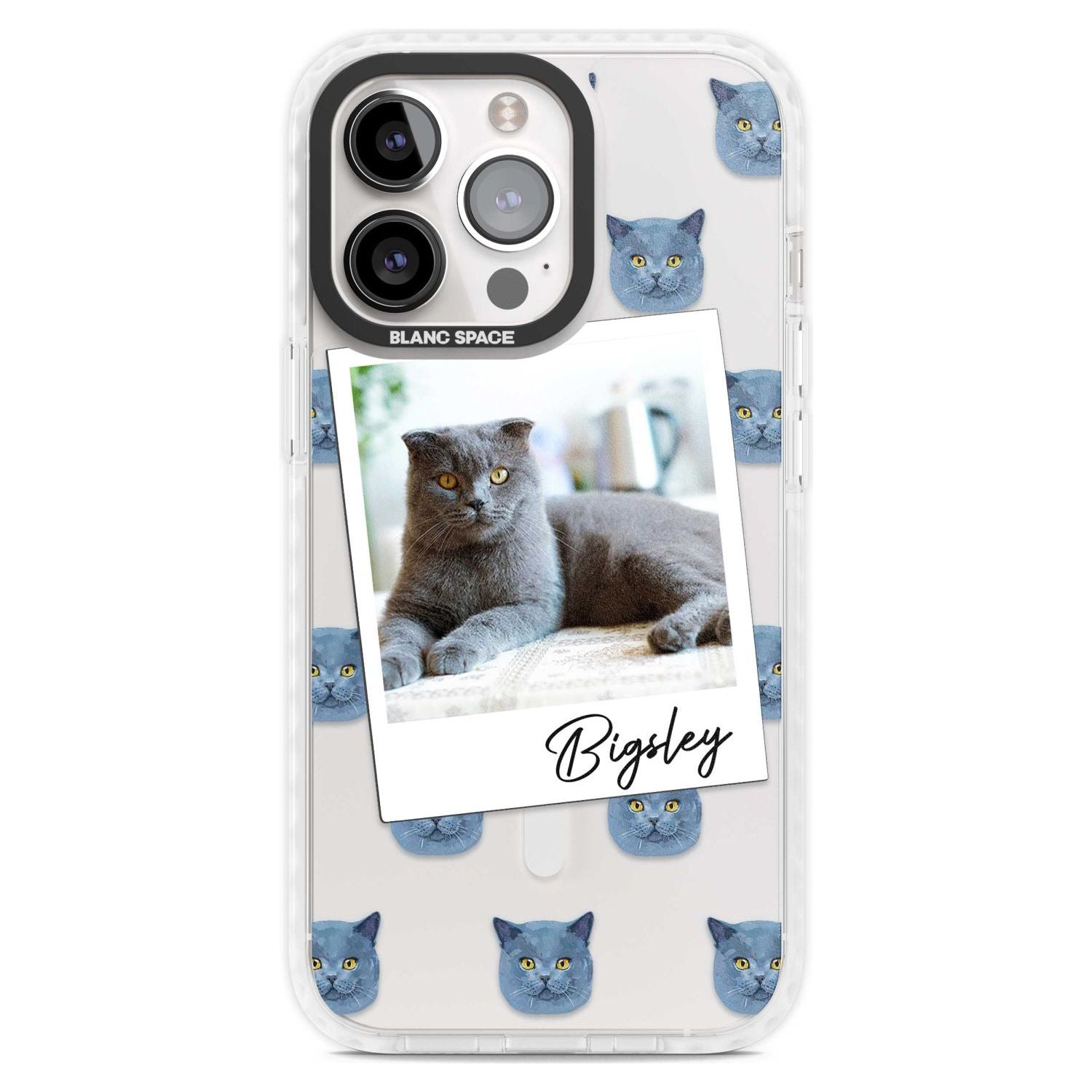 Personalised English Blue Cat Photo Custom Phone Case iPhone 15 Pro Max / Magsafe Impact Case,iPhone 15 Pro / Magsafe Impact Case Blanc Space