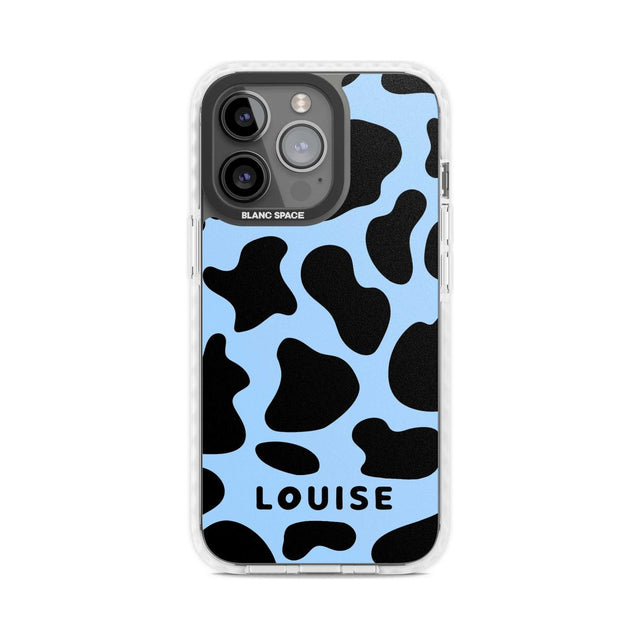 Personalised Blue and Black Cow Print Custom Phone Case iPhone 15 Pro Max / Magsafe Impact Case,iPhone 15 Pro / Magsafe Impact Case Blanc Space