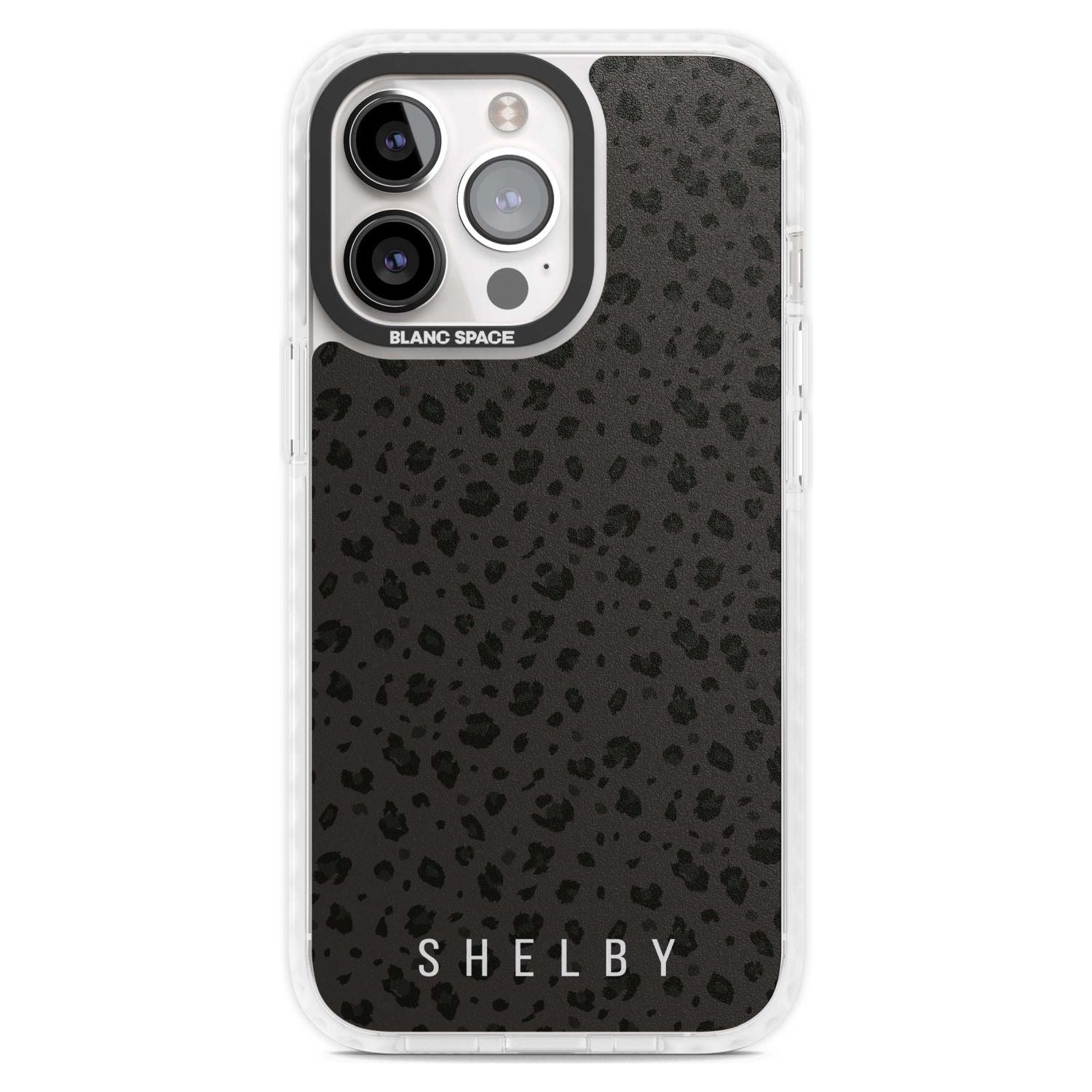 Personalised Minimal Lettering Dark Leopard Custom Phone Case iPhone 15 Pro Max / Magsafe Impact Case,iPhone 15 Pro / Magsafe Impact Case Blanc Space