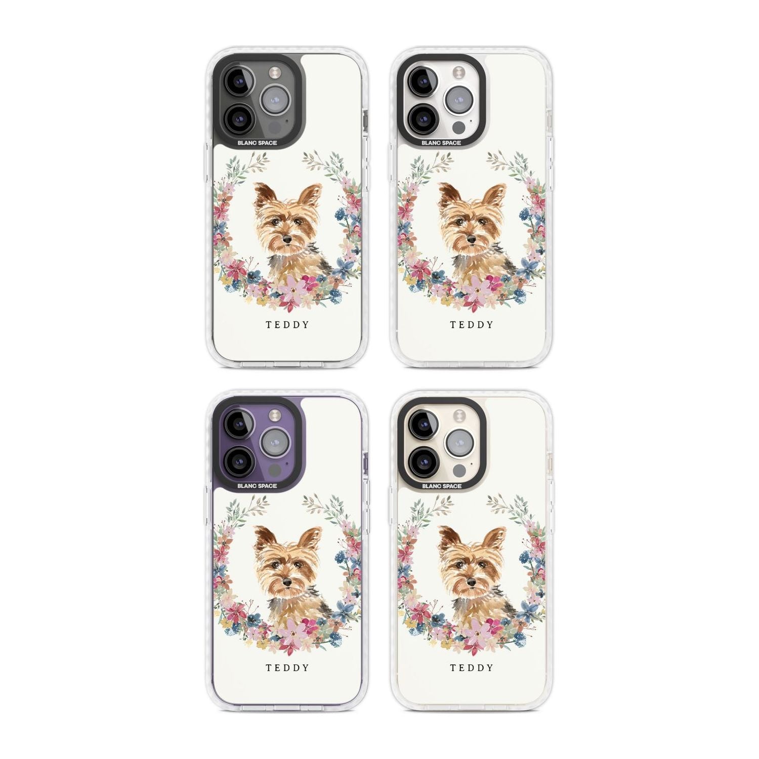 Personalised Yorkshire Terrier Floral Portrait