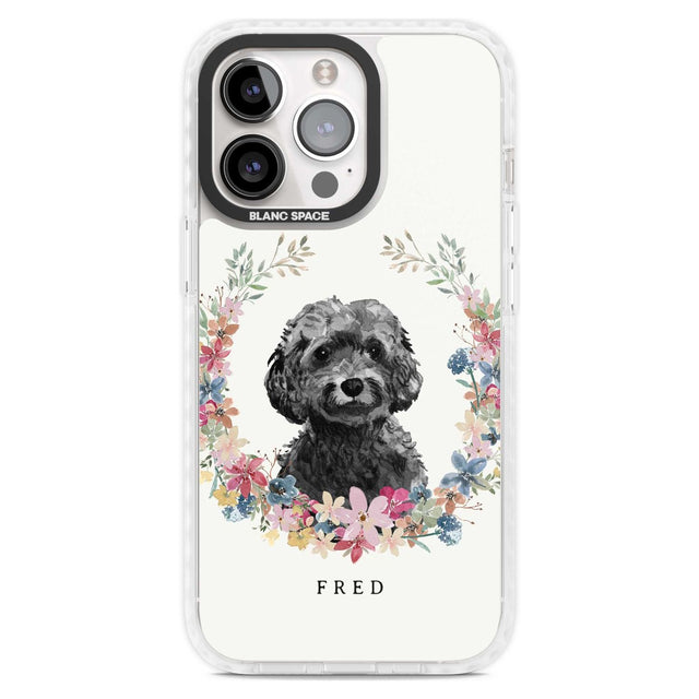 Personalised Black Cockapoo - Watercolour Dog Portrait Custom Phone Case iPhone 15 Pro Max / Magsafe Impact Case,iPhone 15 Pro / Magsafe Impact Case Blanc Space