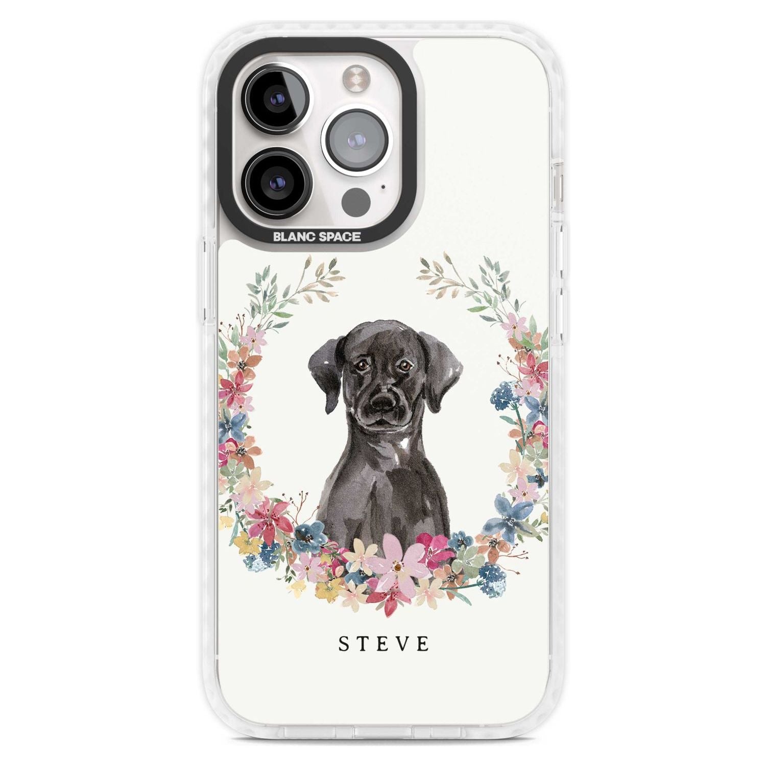 Personalised Black Lab Watercolour Dog Portrait Custom Phone Case iPhone 15 Pro Max / Magsafe Impact Case,iPhone 15 Pro / Magsafe Impact Case Blanc Space