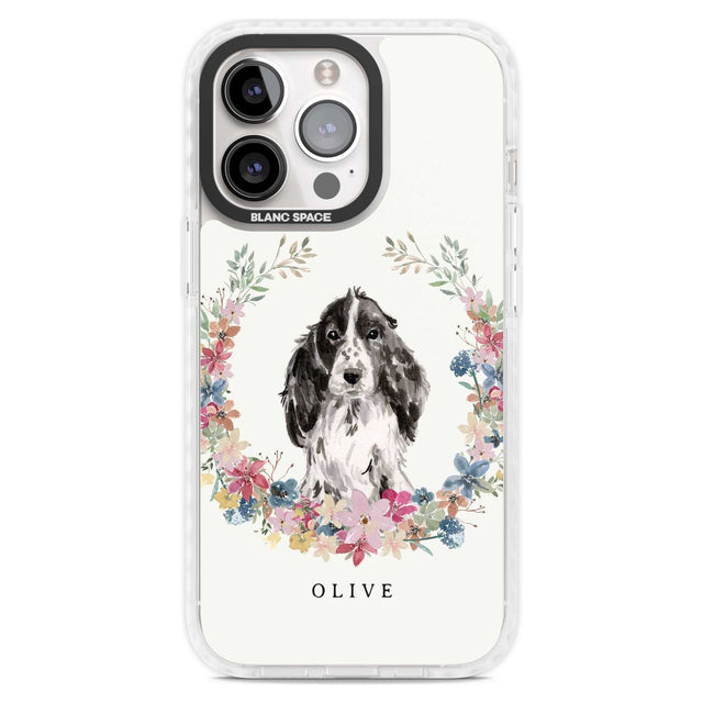 Personalised Black Cocker Spaniel - Watercolour Dog Portrait Custom Phone Case iPhone 15 Pro Max / Magsafe Impact Case,iPhone 15 Pro / Magsafe Impact Case Blanc Space