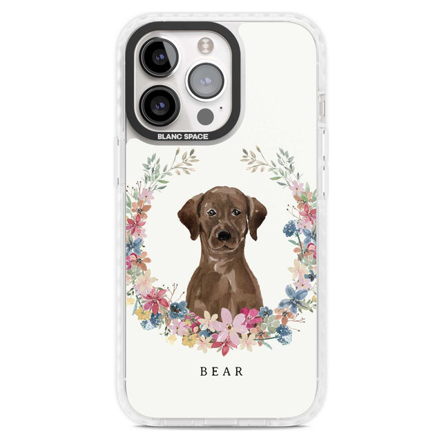 Personalised Chocolate Lab - Watercolour Dog Portrait Custom Phone Case iPhone 15 Pro Max / Magsafe Impact Case,iPhone 15 Pro / Magsafe Impact Case Blanc Space