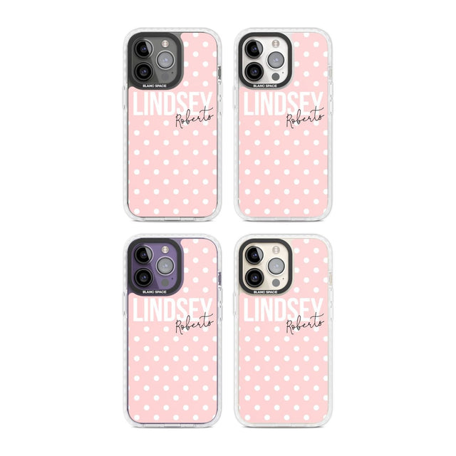 Personalised Pink Polka Custom Phone Case iPhone 15 Pro Max / Black Impact Case,iPhone 15 Plus / Black Impact Case,iPhone 15 Pro / Black Impact Case,iPhone 15 / Black Impact Case,iPhone 15 Pro Max / Impact Case,iPhone 15 Plus / Impact Case,iPhone 15 Pro / Impact Case,iPhone 15 / Impact Case,iPhone 15 Pro Max / Magsafe Black Impact Case,iPhone 15 Plus / Magsafe Black Impact Case,iPhone 15 Pro / Magsafe Black Impact Case,iPhone 15 / Magsafe Black Impact Case,iPhone 14 Pro Max / Black Impact Case,iPhone 14 Plu