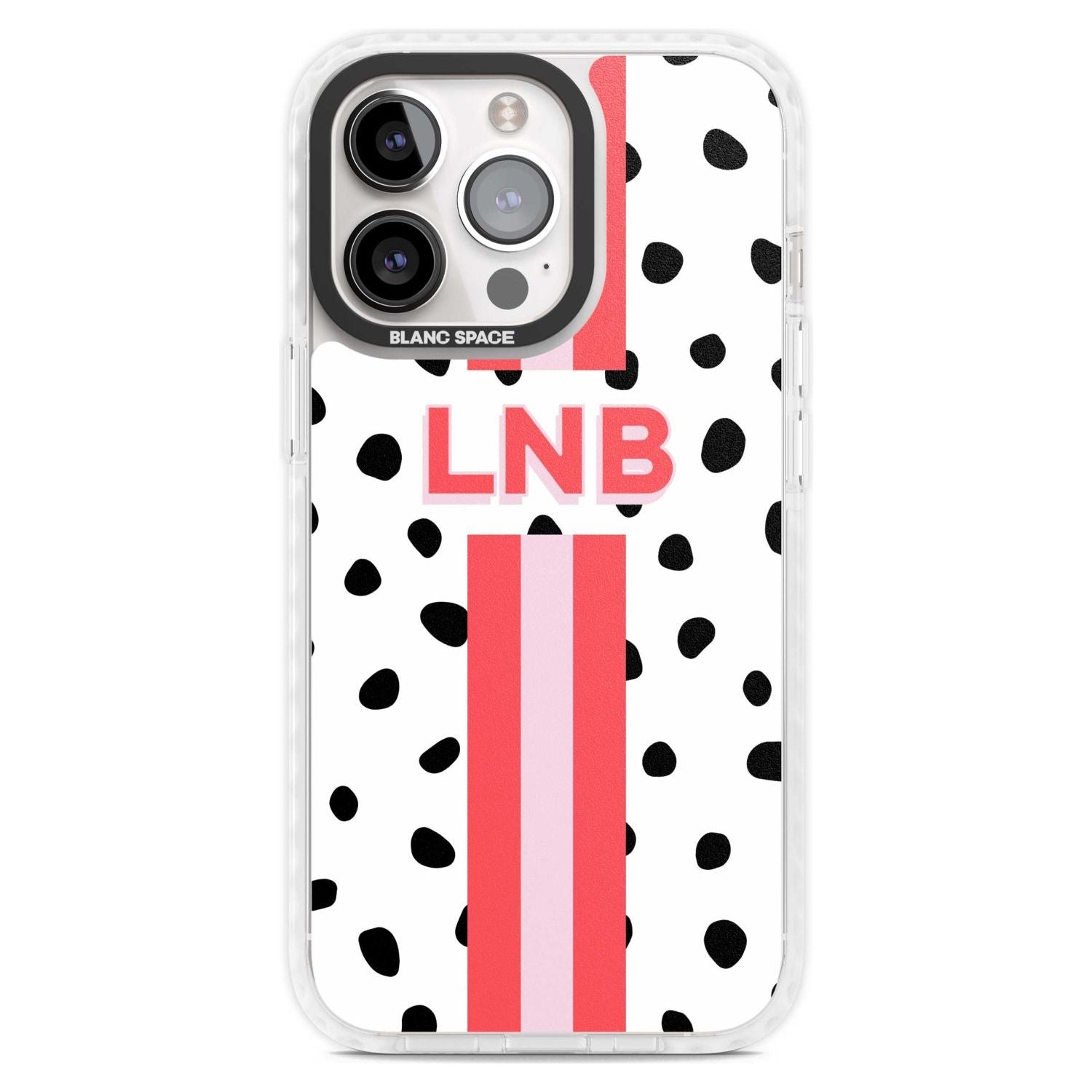 Personalised Polka & Pink Stripe Custom Phone Case iPhone 15 Pro Max / Magsafe Impact Case,iPhone 15 Pro / Magsafe Impact Case Blanc Space