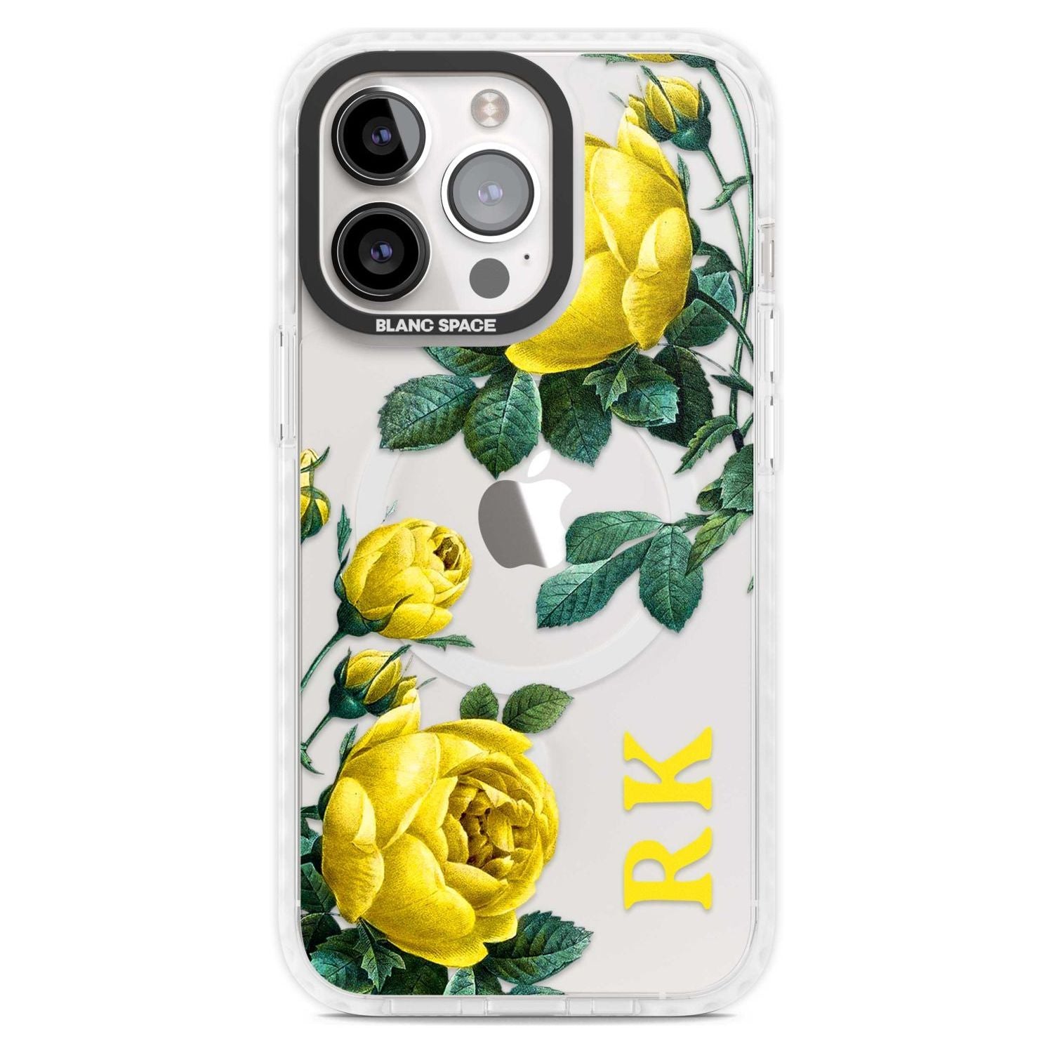 Personalised Clear Vintage Floral Yellow Roses Custom Phone Case iPhone 15 Pro Max / Magsafe Impact Case,iPhone 15 Pro / Magsafe Impact Case Blanc Space