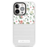 Personalised Light Floral Pattern & Stripes Custom Phone Case iPhone 15 Pro Max / Magsafe Impact Case,iPhone 15 Pro / Magsafe Impact Case Blanc Space