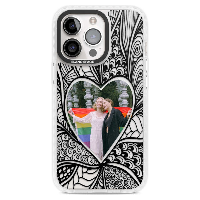 Personalised Henna Heart Photo Case Custom Phone Case iPhone 15 Pro Max / Magsafe Impact Case,iPhone 15 Pro / Magsafe Impact Case Blanc Space