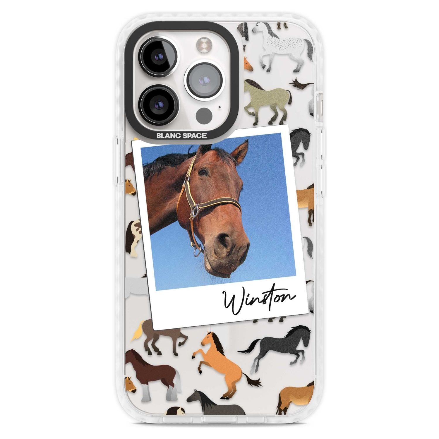 Personalised Horse Polaroid Custom Phone Case iPhone 15 Pro Max / Magsafe Impact Case,iPhone 15 Pro / Magsafe Impact Case Blanc Space