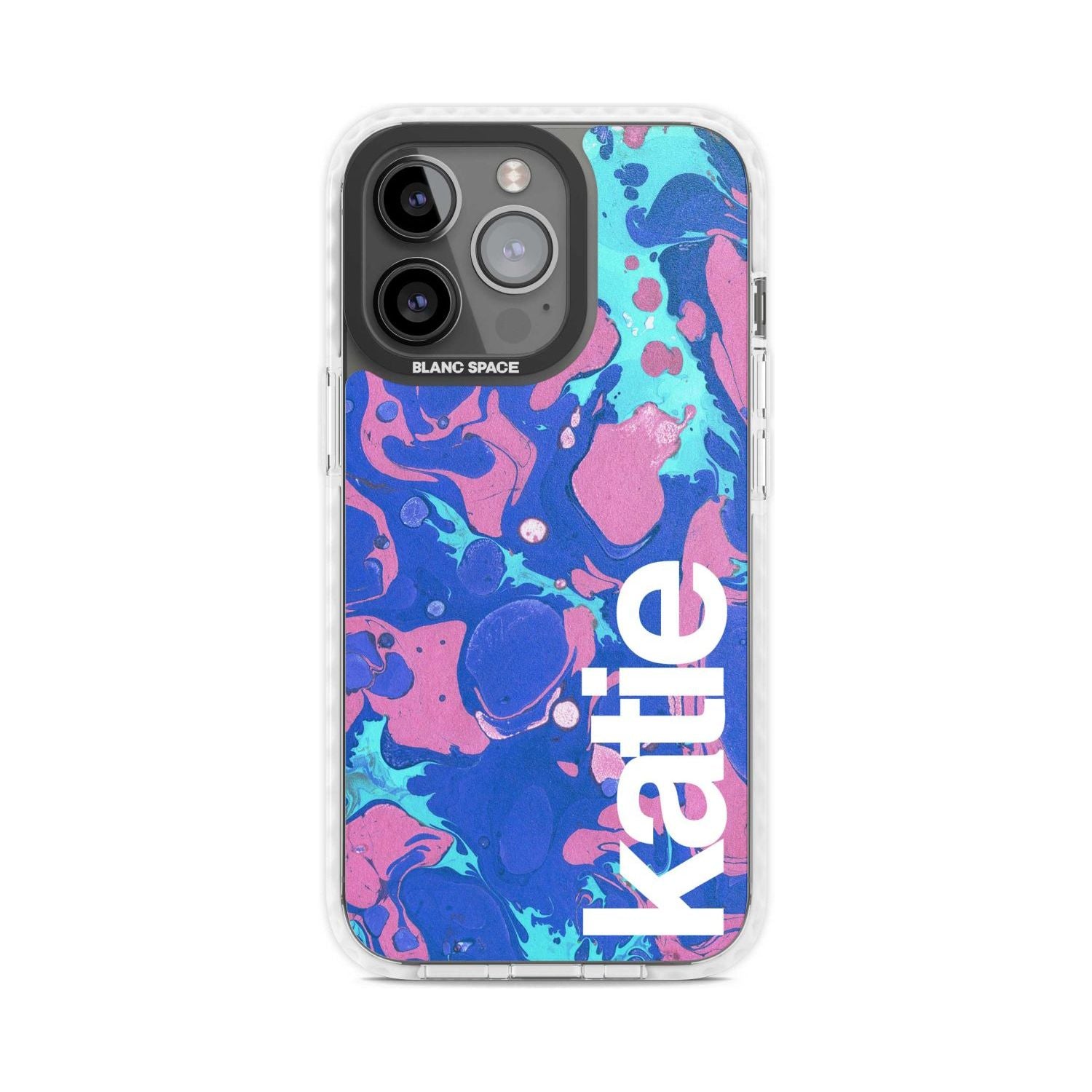 Personalised Navy, Turquoise + Purple - Marbled Custom Phone Case iPhone 15 Pro Max / Magsafe Impact Case,iPhone 15 Pro / Magsafe Impact Case Blanc Space