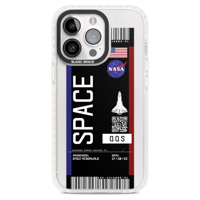 Personalised NASA Boarding Pass (Dark) Custom Phone Case iPhone 15 Pro Max / Magsafe Impact Case,iPhone 15 Pro / Magsafe Impact Case Blanc Space