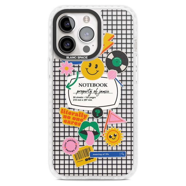 Personalised Sticker Mix on Grid Custom Phone Case iPhone 15 Pro Max / Magsafe Impact Case,iPhone 15 Pro / Magsafe Impact Case Blanc Space