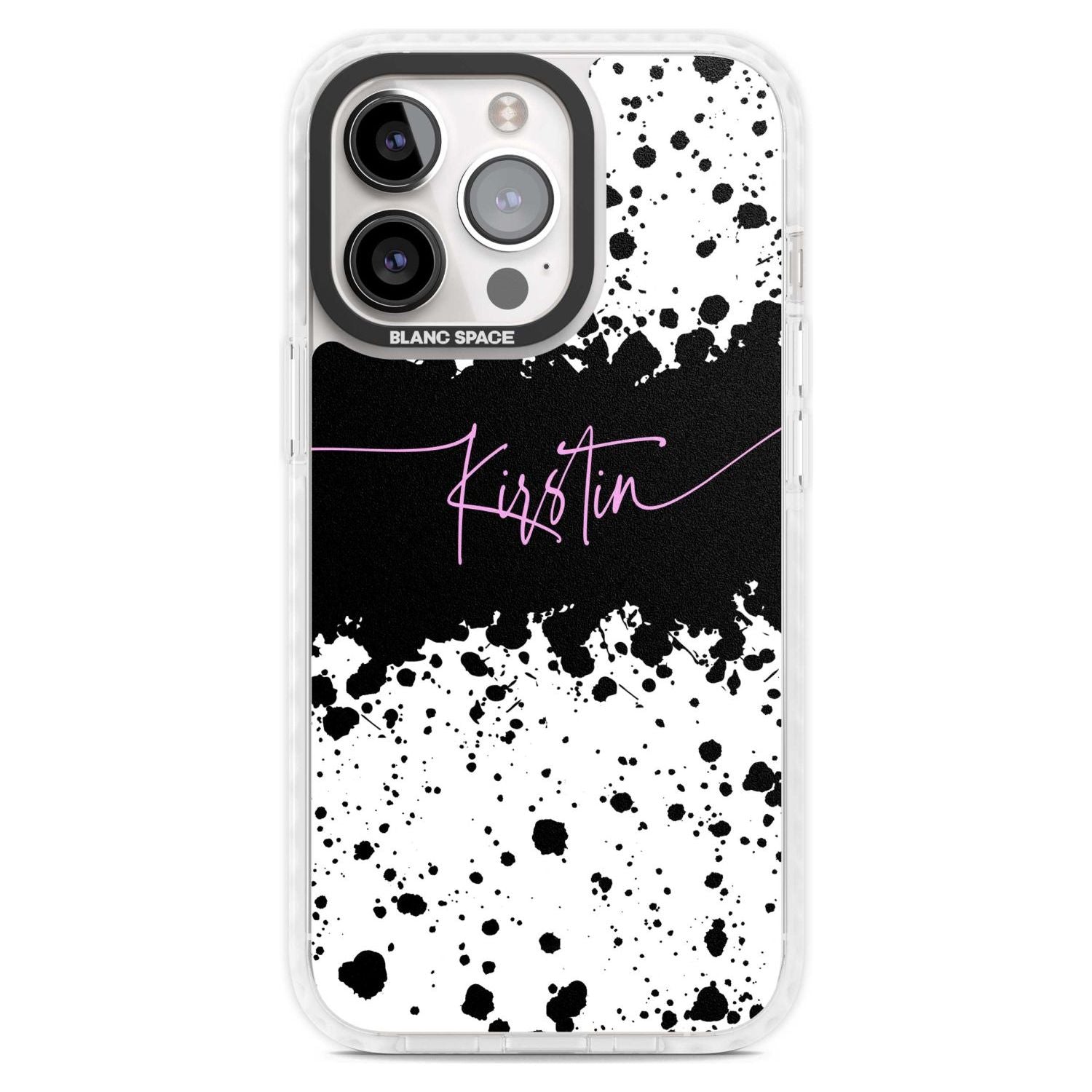 Personalised Black & White Paint Splatters Custom Phone Case iPhone 15 Pro Max / Magsafe Impact Case,iPhone 15 Pro / Magsafe Impact Case Blanc Space