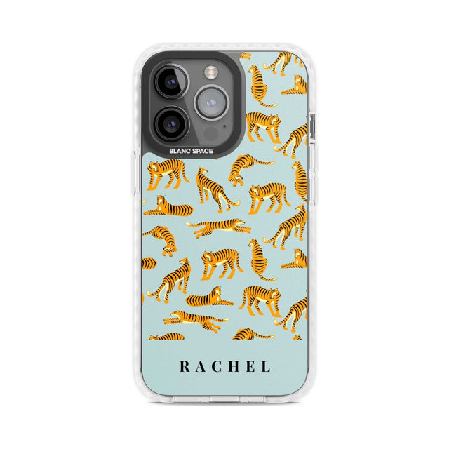 Personalised Tiger Pattern: Turquoise Blue Custom Phone Case iPhone 15 Pro Max / Magsafe Impact Case,iPhone 15 Pro / Magsafe Impact Case Blanc Space