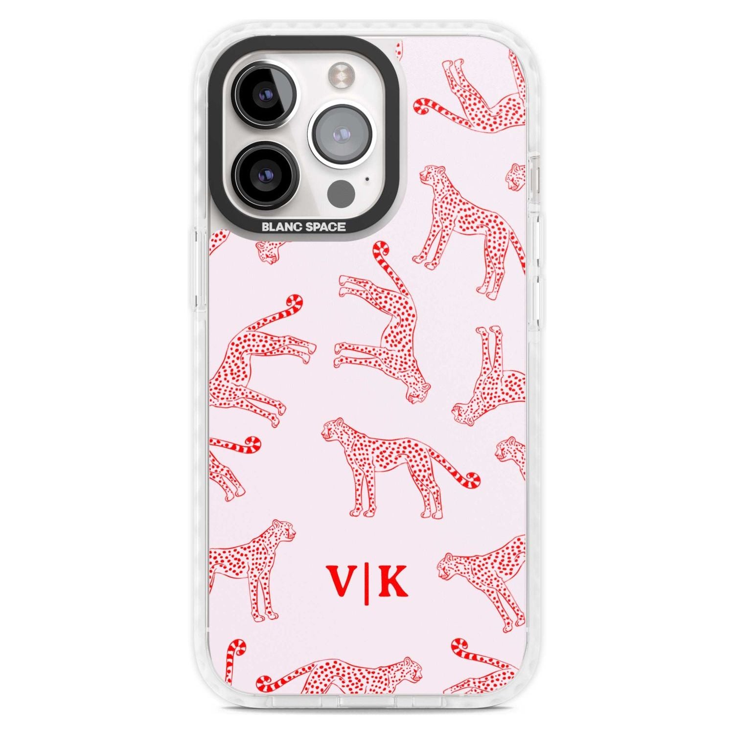 Personalised + Red & Pink Cheetah Custom Phone Case iPhone 15 Pro Max / Magsafe Impact Case,iPhone 15 Pro / Magsafe Impact Case Blanc Space