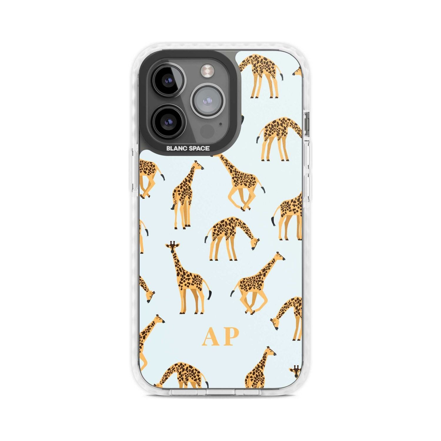 Personalised Safari Giraffe Pattern on Blue Custom Phone Case iPhone 15 Pro Max / Magsafe Impact Case,iPhone 15 Pro / Magsafe Impact Case Blanc Space