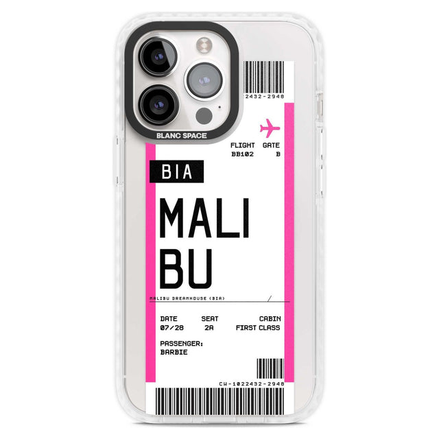Personalised Pink Malibu Boarding Pass Custom Phone Case iPhone 15 Pro Max / Magsafe Impact Case,iPhone 15 Pro / Magsafe Impact Case Blanc Space