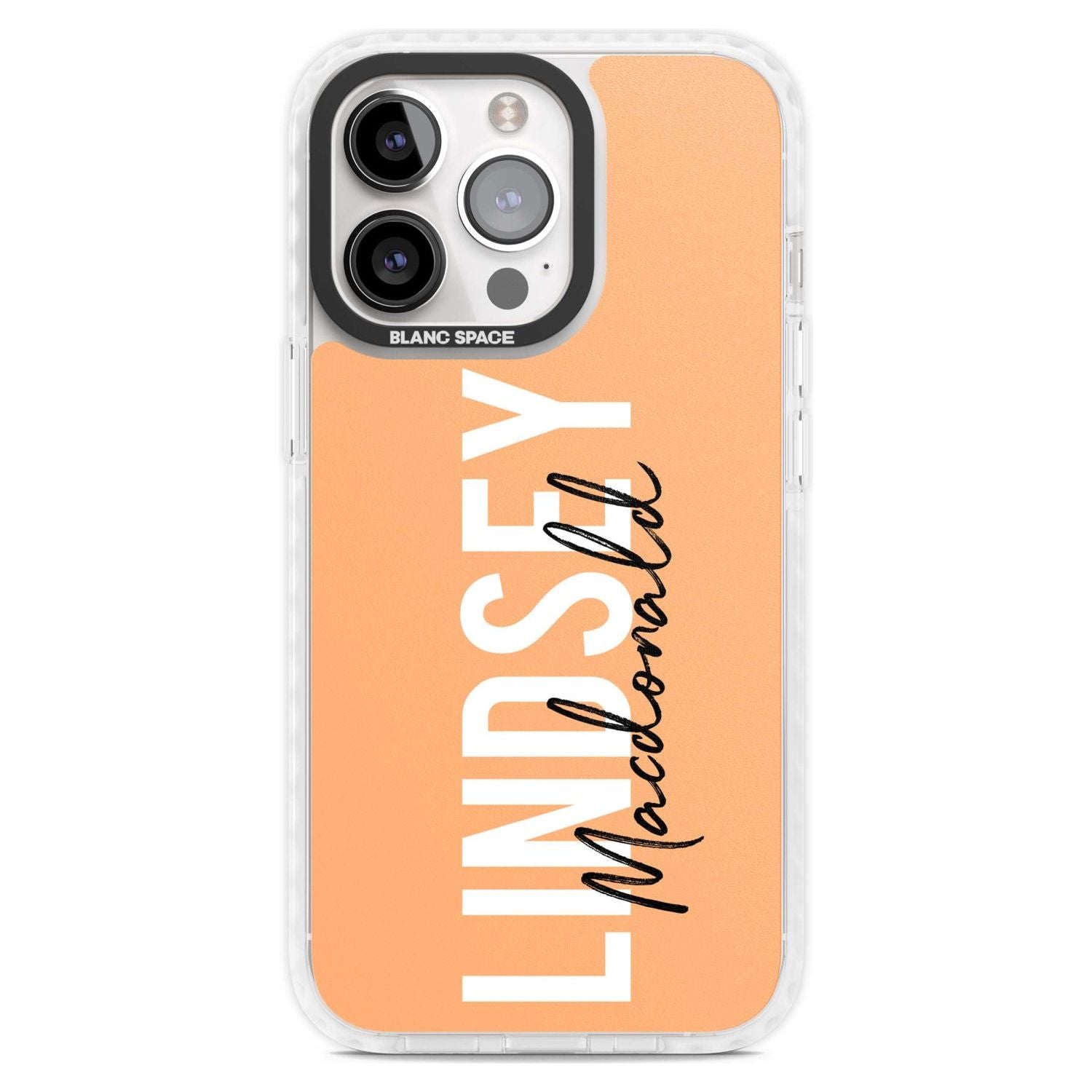 Personalised Bold Name: Peach Custom Phone Case iPhone 15 Pro Max / Magsafe Impact Case,iPhone 15 Pro / Magsafe Impact Case Blanc Space