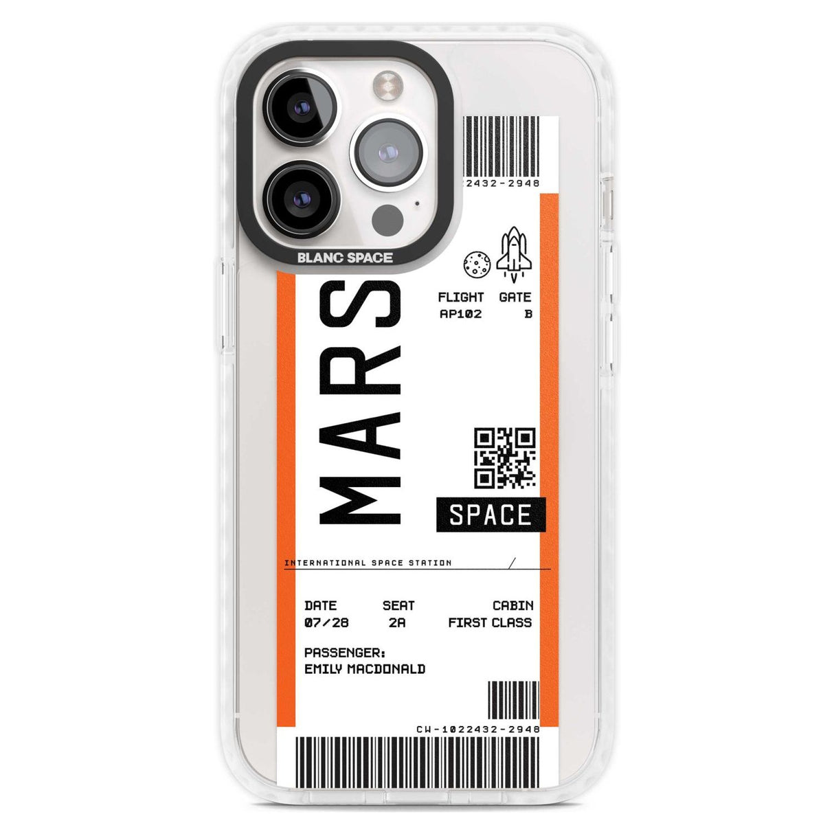 Personalised Mars Space Travel Ticket Custom Phone Case iPhone 15 Pro Max / Magsafe Impact Case,iPhone 15 Pro / Magsafe Impact Case Blanc Space