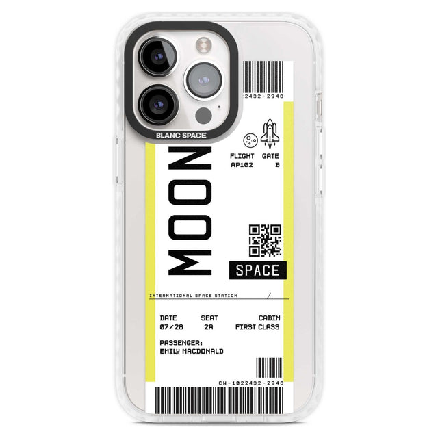 Personalised Moon Space Travel Ticket Custom Phone Case iPhone 15 Pro Max / Magsafe Impact Case,iPhone 15 Pro / Magsafe Impact Case Blanc Space