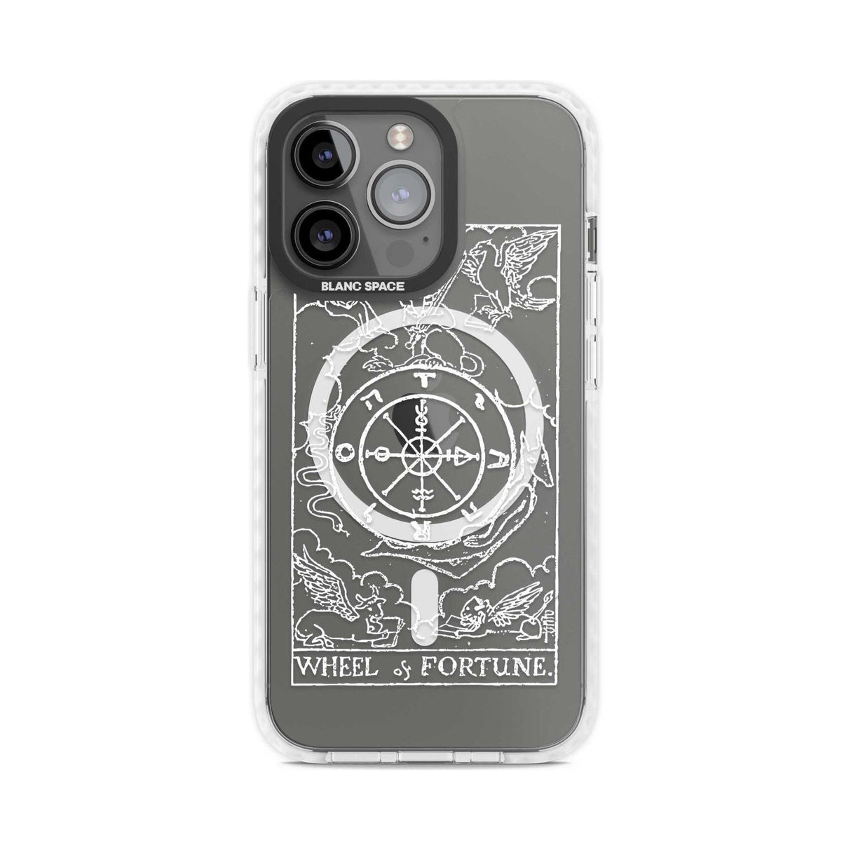 Personalised Wheel of Fortune Tarot Card - White Transparent Custom Phone Case iPhone 15 Pro Max / Magsafe Impact Case,iPhone 15 Pro / Magsafe Impact Case Blanc Space