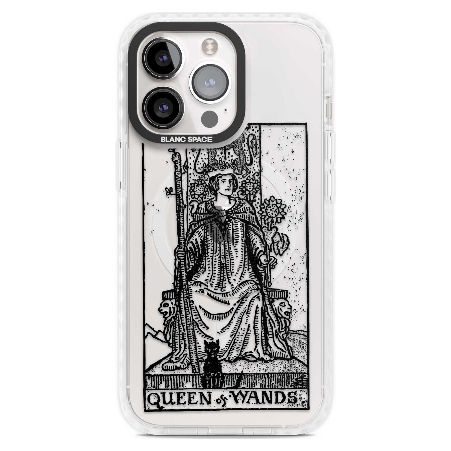Personalised Queen of Wands Tarot Card - Transparent Custom Phone Case iPhone 15 Pro Max / Magsafe Impact Case,iPhone 15 Pro / Magsafe Impact Case Blanc Space