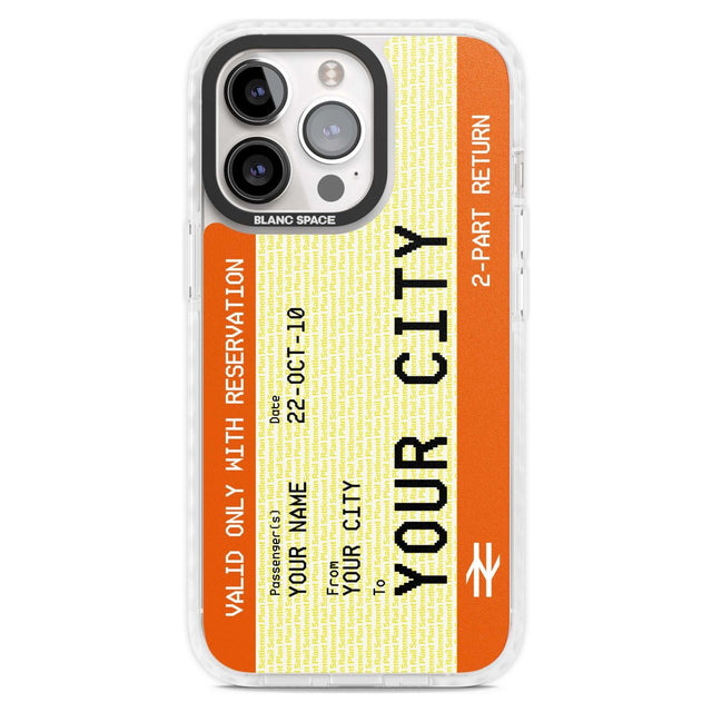 Personalised Create Your Own Train Ticket Custom Phone Case iPhone 15 Pro Max / Magsafe Impact Case,iPhone 15 Pro / Magsafe Impact Case Blanc Space